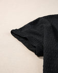 Siena Textured Rolled Sleeve V Neck Tee