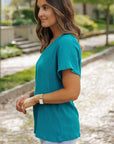 Emerson Crinkled V Neck Wide Sleeve Top