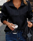 Phoenix Zip up Cable Textured Sweatshirt