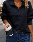 Phoenix Zip up Cable Textured Sweatshirt