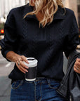 Phoenix Zip up Cable Textured Sweatshirt