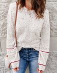 Noelle Detail Patterned Sleeve Sweater