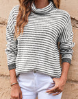 Alaia Striped Turtleneck Loose Sweater