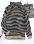 Alaia Striped Turtleneck Loose Sweater