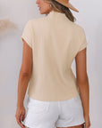 Lindsey Patch Pocket Ribbed Knit Short Sleeve Sweater