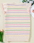 Annalise Striped Eyelet Ruffled Sleeve Sweater