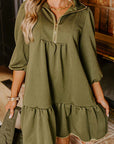 Danielle Zip Collar Textured Mini Dress
