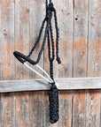 Black Mule Tape Halter with Lariat Noseband