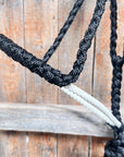 Black Mule Tape Halter with Lariat Noseband
