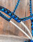 Blue and Black Mule Tape Halter with Lariat Noseband