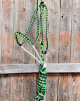 Green and Black Mule Tape Halter with Lariat Noseband