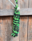 Green and Black Mule Tape Halter with Lariat Noseband