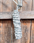 Grey and White Mule Tape Halter with Lariat Noseband
