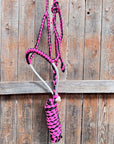 Pink and Black Mule Tape Halter with Lariat Noseband
