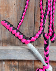 Pink and Black Mule Tape Halter with Lariat Noseband