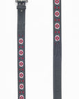 Mens Genuine Leather Aztec Embroidery Belt - Black