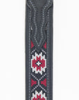 Mens Genuine Leather Aztec Embroidery Belt - Black