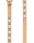 Mens Genuine Leather Aztec Embroidery Belt - Brown
