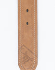 Mens Genuine Leather Aztec Embroidery Belt - Brown