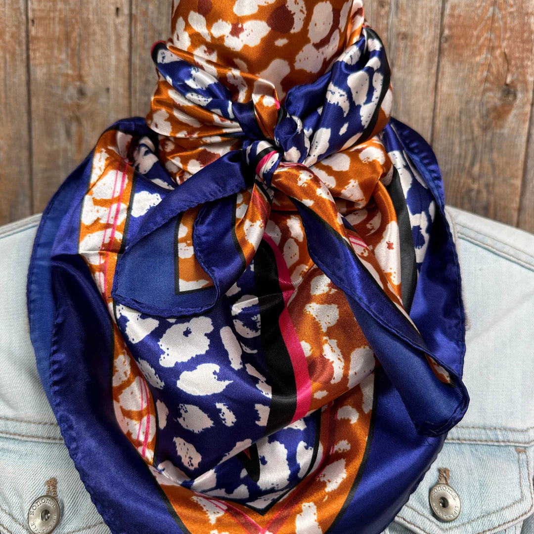 Blue and Orange Leopard Wild Rag/Scarf