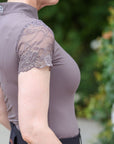 Tara Short Sleeve Lace Competition Shirt - Taupe