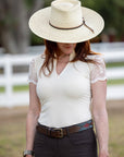 Charlie Short Sleeve Lace Riding Shirt - Ecru