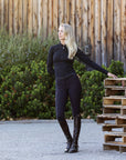 Heidi - Long Sleeve Riding Top with Crystal Fabric Trim
