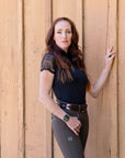 Charlie Short Sleeve Lace Riding Shirt - Black