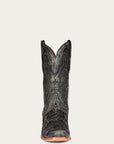 A4338 - MEN'S BLACK ALLIGATOR INLAY EMBROIDERY NARROW SQUARE TOE COWBOY BOOT