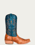 A4378 - MEN'S NAVY BLUE AND SAND EMBROIDERY NARROW SQUARE TOE COWBOY BOOT