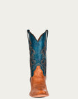 A4378 - MEN'S NAVY BLUE AND SAND EMBROIDERY NARROW SQUARE TOE COWBOY BOOT