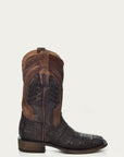 A3878 - MEN'S OIL BROWN CAIMAN EMBROIDERY AND WOVEN SHAFT  WIDE SQUARE TOE COWBOY BOOT