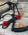 Black Mule Tape Halter - Red Rose 