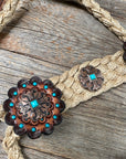 Tan and Turquoise Mule Tape Halter -  