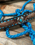Blue Mule Tape Halter - Feathers and Turquoise 