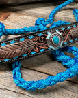 Blue Mule Tape Halter - Feathers and Turquoise 