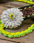 Yellow and Lime Mule Tape Halter - White Daisy 