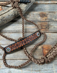 Brown Mule Tape Halter - Orange and Teal 