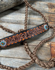 Brown Mule Tape Halter - Orange and Teal 