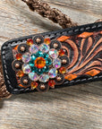 Brown Mule Tape Halter - Orange and Teal 
