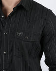 Mens Modern Fit Stretch Lurex Western Long Sleeve Shirt
