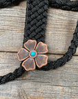 Black Mule Tape Halter - Turquoise Flower 