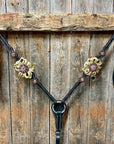 Black Floral Pink and Gold One Ear & Breastcollar Tack Set 