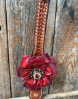 Light Oil Basketweave Champagne and Red One Ear & Breastcollar Tack Set 