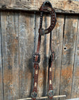 Rawhide Cactus and Flower One Ear Headstall/Bridle 