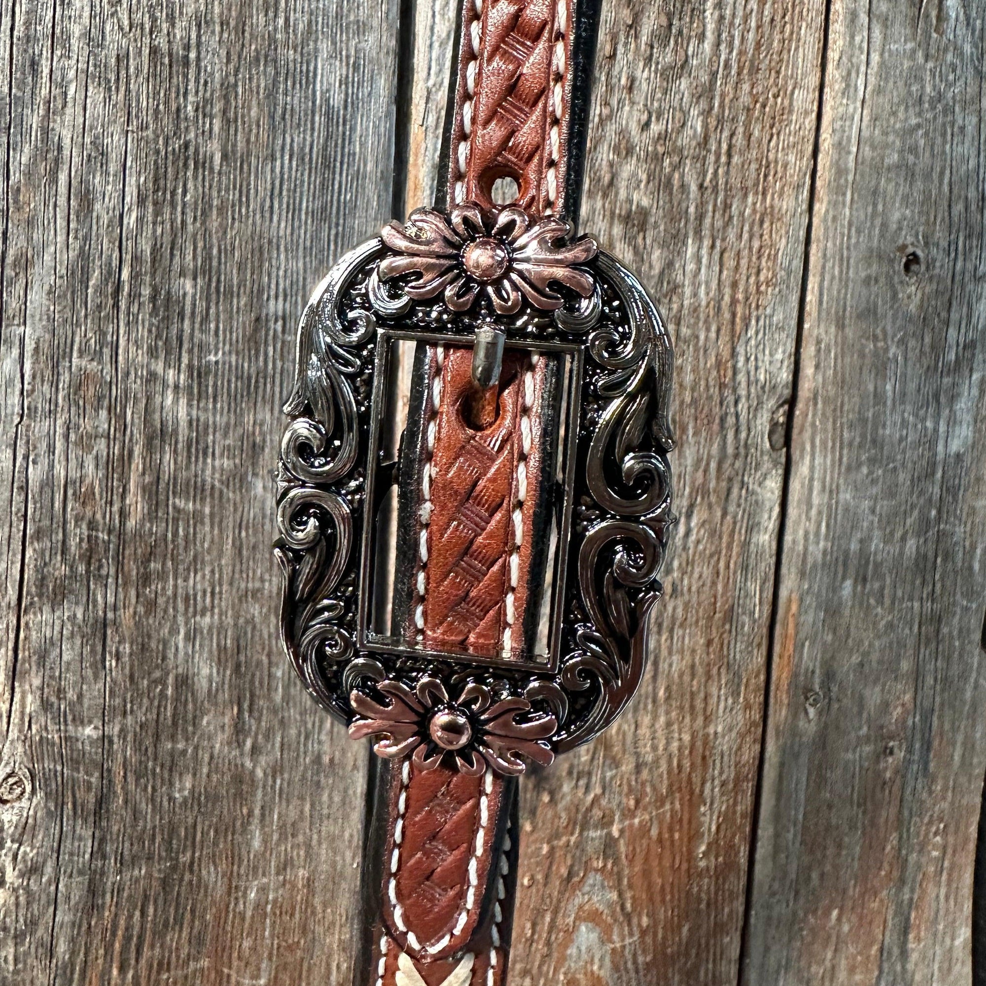 Rawhide Cactus and Flower One Ear Headstall/Bridle 