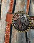 Rawhide Cactus and Flower One Ear Headstall/Bridle 