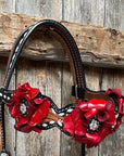 Classic Red Rose and Clear Browband/One Ear Tack Set 