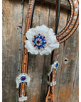 Silver Buckstitch Patriotic One Ear Tack Set  