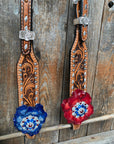 Silver Buckstitch Patriotic One Ear Tack Set  